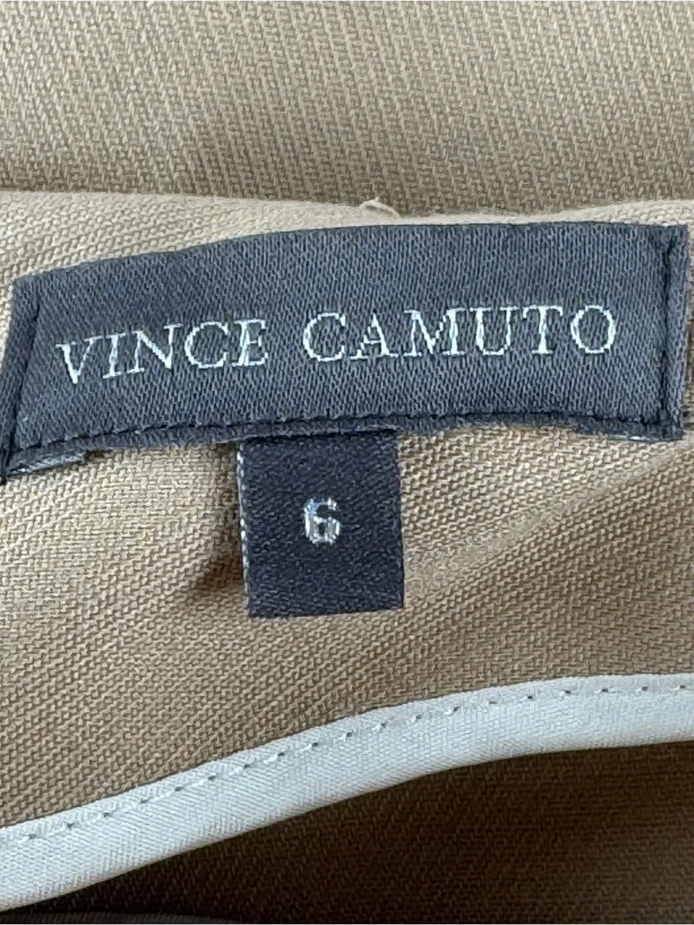Vince Camuto Tan High-Waist Tailored Trousers with Gold Buttons - Picture 2 of 7